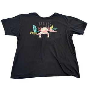 Lane Seven Fearless Axolotl Graphic Tee Black Cotton T-Shirt 2XL LS15004